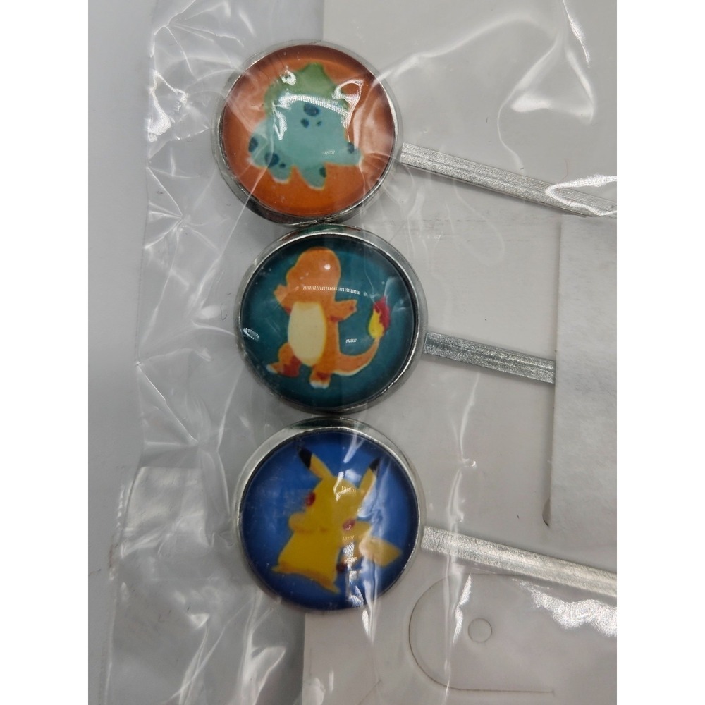 Pokemon Hair Pins Set of 3 Pikachu Charmander Bulbasaur‎ Accessories New